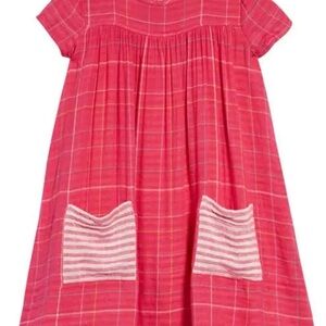 Tucker + Tate Pink Double Plaid Dress - Pink Electric Grid with Striped Pockets